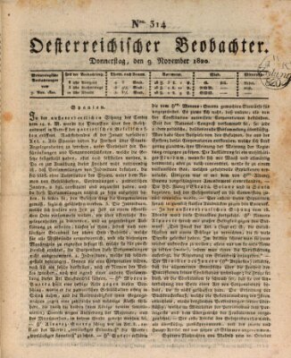Der Oesterreichische Beobachter Donnerstag 9. November 1820