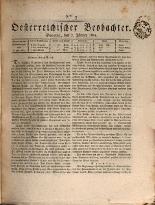 Der Oesterreichische Beobachter Sonntag 7. Januar 1821