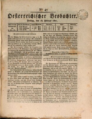 Der Oesterreichische Beobachter Freitag 16. Februar 1821