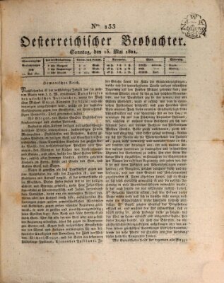 Der Oesterreichische Beobachter Sonntag 13. Mai 1821