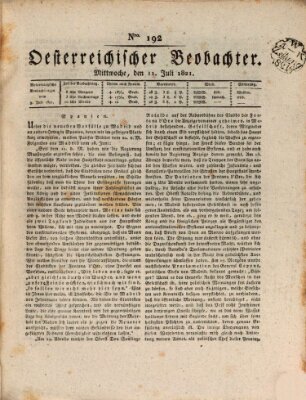 Der Oesterreichische Beobachter Mittwoch 11. Juli 1821