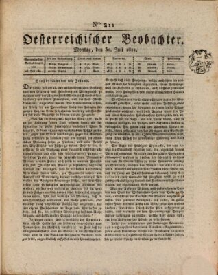 Der Oesterreichische Beobachter Montag 30. Juli 1821