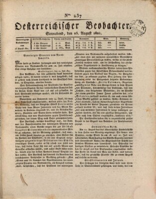 Der Oesterreichische Beobachter Samstag 25. August 1821