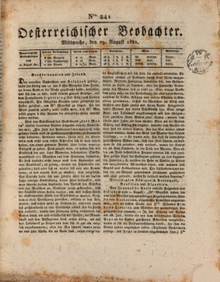Der Oesterreichische Beobachter Mittwoch 29. August 1821
