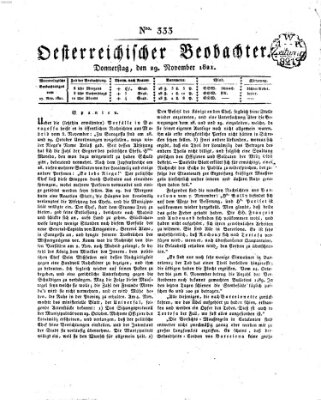 Der Oesterreichische Beobachter Donnerstag 29. November 1821
