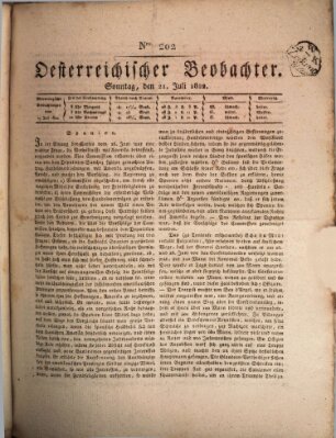 Der Oesterreichische Beobachter Sonntag 21. Juli 1822