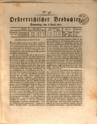 Der Oesterreichische Beobachter Donnerstag 3. April 1823