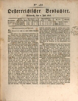 Der Oesterreichische Beobachter Mittwoch 2. Juli 1823
