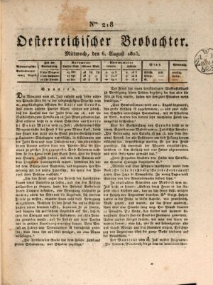 Der Oesterreichische Beobachter Mittwoch 6. August 1823