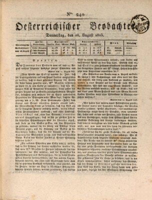 Der Oesterreichische Beobachter Donnerstag 28. August 1823