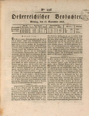 Der Oesterreichische Beobachter Montag 15. September 1823
