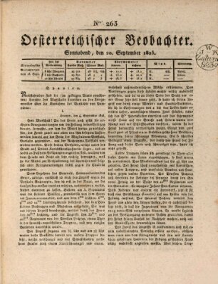 Der Oesterreichische Beobachter Samstag 20. September 1823