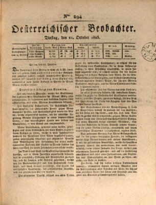 Der Oesterreichische Beobachter Dienstag 21. Oktober 1823