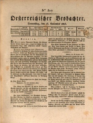 Der Oesterreichische Beobachter Donnerstag 13. November 1823