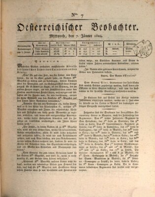 Der Oesterreichische Beobachter Mittwoch 7. Januar 1824