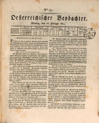 Der Oesterreichische Beobachter Montag 16. Februar 1824