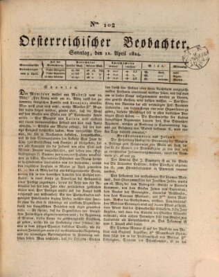 Der Oesterreichische Beobachter Sonntag 11. April 1824
