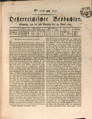Der Oesterreichische Beobachter Sonntag 18. April 1824