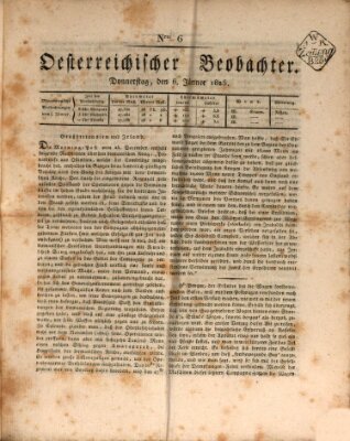 Der Oesterreichische Beobachter Donnerstag 6. Januar 1825