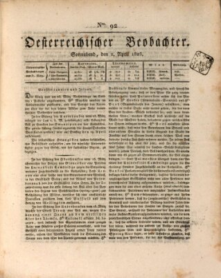 Der Oesterreichische Beobachter Samstag 2. April 1825