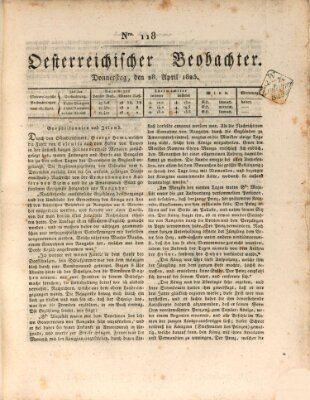 Der Oesterreichische Beobachter Donnerstag 28. April 1825