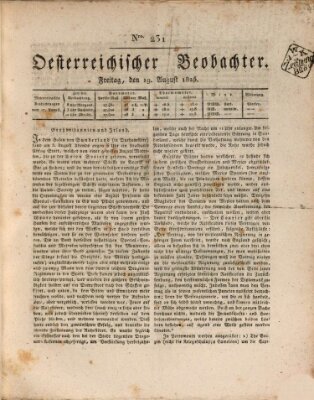 Der Oesterreichische Beobachter Freitag 19. August 1825