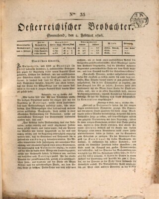 Der Oesterreichische Beobachter Samstag 4. Februar 1826