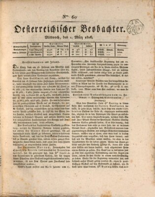 Der Oesterreichische Beobachter Mittwoch 1. März 1826