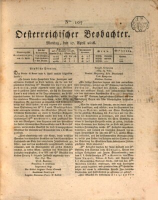 Der Oesterreichische Beobachter Montag 17. April 1826