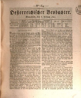 Der Oesterreichische Beobachter Samstag 3. Februar 1827