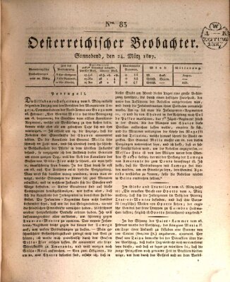 Der Oesterreichische Beobachter Samstag 24. März 1827