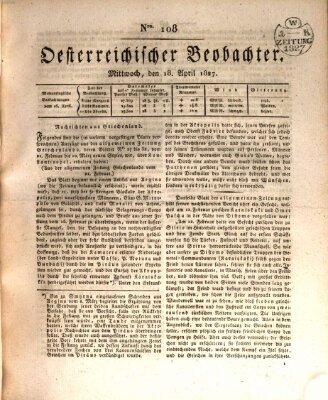 Der Oesterreichische Beobachter Mittwoch 18. April 1827