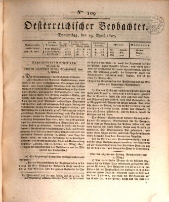 Der Oesterreichische Beobachter Donnerstag 19. April 1827