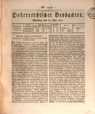 Der Oesterreichische Beobachter Sonntag 24. Juni 1827