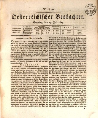 Der Oesterreichische Beobachter Sonntag 29. Juli 1827