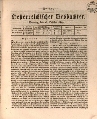 Der Oesterreichische Beobachter Sonntag 28. Oktober 1827