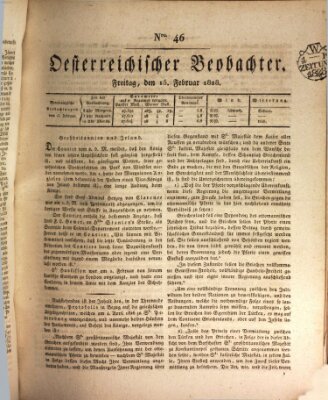 Der Oesterreichische Beobachter Freitag 15. Februar 1828
