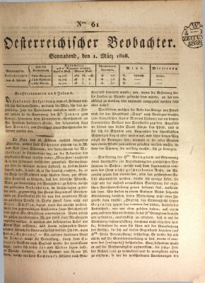Der Oesterreichische Beobachter Samstag 1. März 1828