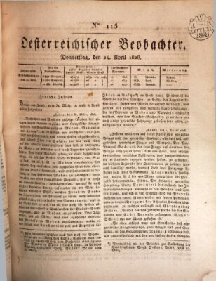 Der Oesterreichische Beobachter Donnerstag 24. April 1828
