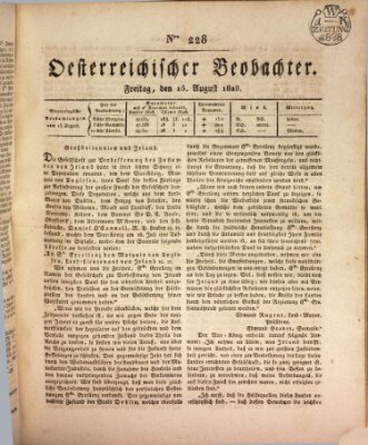 Der Oesterreichische Beobachter Freitag 15. August 1828