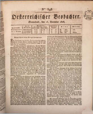 Der Oesterreichische Beobachter Samstag 13. Dezember 1828