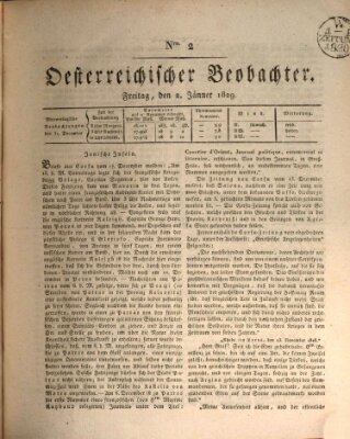 Der Oesterreichische Beobachter Freitag 2. Januar 1829