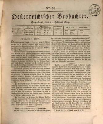 Der Oesterreichische Beobachter Samstag 21. Februar 1829