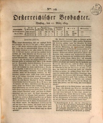 Der Oesterreichische Beobachter Dienstag 17. März 1829