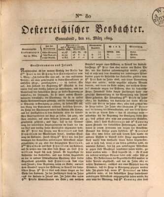 Der Oesterreichische Beobachter Samstag 21. März 1829