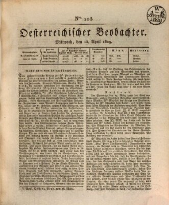 Der Oesterreichische Beobachter Mittwoch 15. April 1829