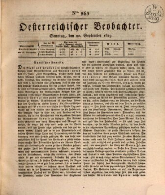 Der Oesterreichische Beobachter Sonntag 20. September 1829