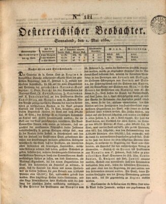 Der Oesterreichische Beobachter Samstag 1. Mai 1830