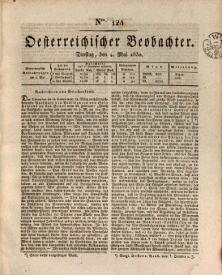 Der Oesterreichische Beobachter Dienstag 4. Mai 1830