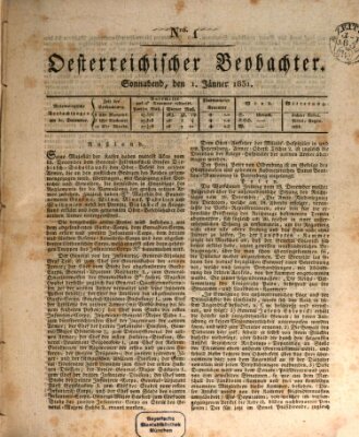 Der Oesterreichische Beobachter Samstag 1. Januar 1831